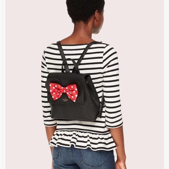 Kate Spade x Minnie Mouse Neema Backpack Black Leather Bag Red Polka Dot Bow main image 7